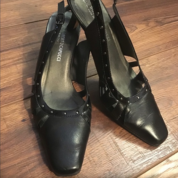Roberto Capucci kitten heel closed toe sling backs - Picture 2 of 6